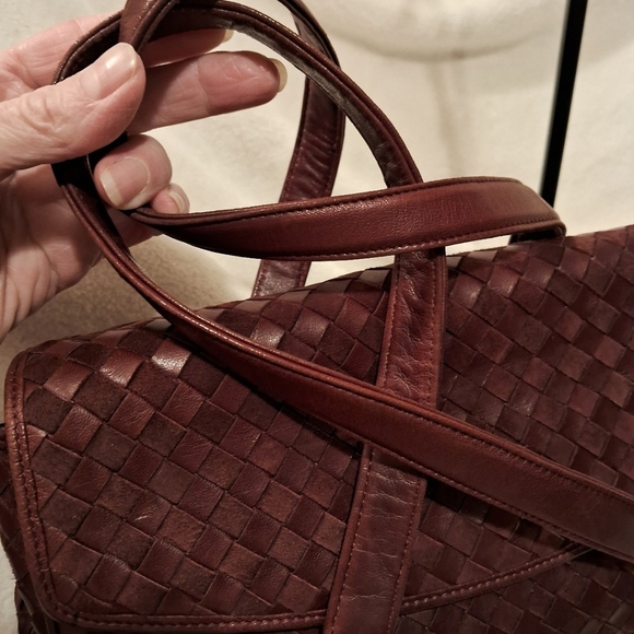 Bally Burgundy Woven Leather Satchel - Picture 7 of 11